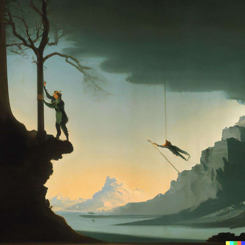 the discovery of gravity, painting by Caspar David Friedrich